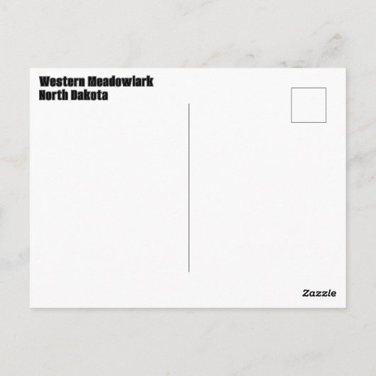 ノースダコタ州の西メドウラルク ポストカード (裏面)