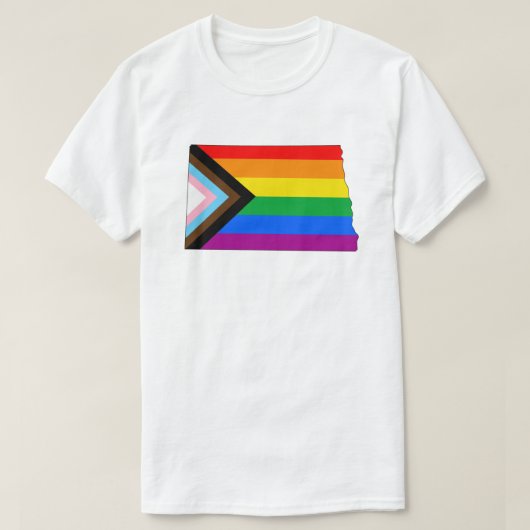 ノースダコタ州の誇り LGBTQ プログレスプライド Tシャツ (デザイン正面)
