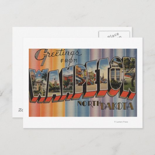 ノースダコタ州ウォプトン – ラージレターシーン ポストカード (正面/裏面)