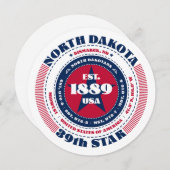 ノースダコタ州サーキュラータイポグラフィフラットカード (正面/裏面)
