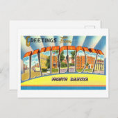 ノースダコタ州ジャメスタウンからのヴィンテージの挨拶 ポストカード (正面/裏面)