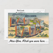 ノースダコタ州バッド・ランズからの挨拶 ポストカード (正面/裏面)