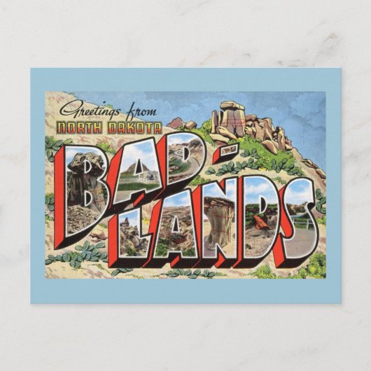 ノースダコタ州バドランドからのヴィンテージ ポストカード (正面)