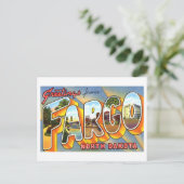 ノースダコタ州ファーゴからのヴィンテージの挨拶 ポストカード (スタンド正面)