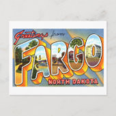 ノースダコタ州ファーゴからのヴィンテージの挨拶 ポストカード (正面)