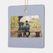 ノースダコタ州写真の挿入と町の名前 セラミックオーナメント (左)