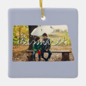 ノースダコタ州写真の挿入と町の名前 セラミックオーナメント (正面)