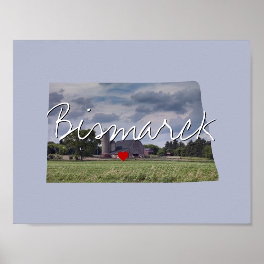 ノースダコタ州写真の挿入と町の名前 ポスター (正面)