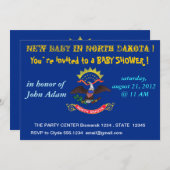 ノースダコタ州旗とベビーシャワー招待状 招待状 (正面/裏面)