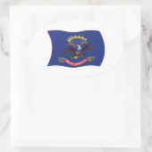 ノースダコタ州旗のシール 楕円形シール (バッグ)