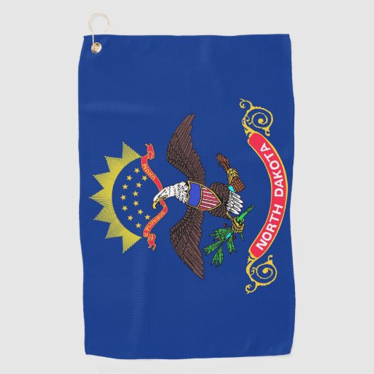 ノースダコタ州旗を持つゴルフタオル ゴルフタオル (正面)