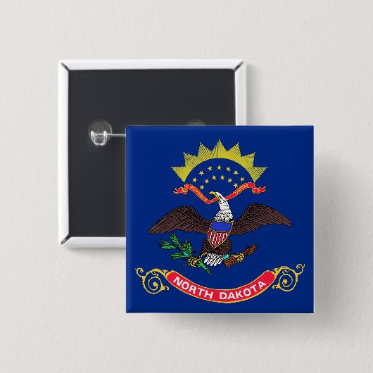 ノースダコタ州旗を持つボタン 缶バッジ (正面&裏面)