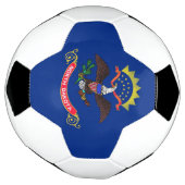 ノースダコタ州旗を持つ愛国的なサッカーボール サッカーボール (回転)