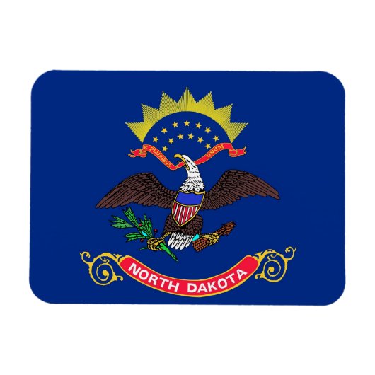 ノースダコタ州旗を持つ愛国的なフレキシブル磁石 マグネット (横)