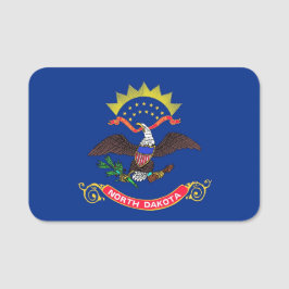 ノースダコタ州旗を持つ愛国的な名前タグ 名札