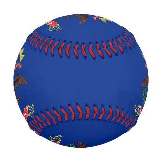 ノースダコタ州旗を持つ愛国野球 野球ボール (正面)