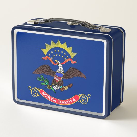 ノースダコタ州旗を持つ金属ステンレス弁当箱 メタルランチボックス (裏面)