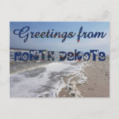 ノースダコタ州旗ハートUSAからの挨拶 ポストカード (正面)