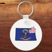 ノースダコタ州旗州フラワープレーリーバラM キーホルダー (正面)