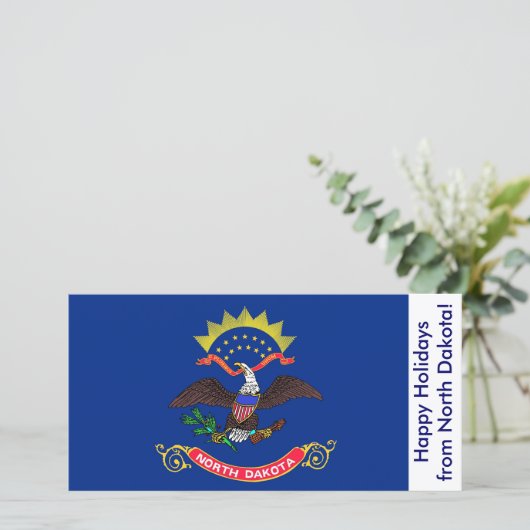 ノースダコタ州旗、アメリカからのハッピーホリデー シーズンカード (スタンド正面)