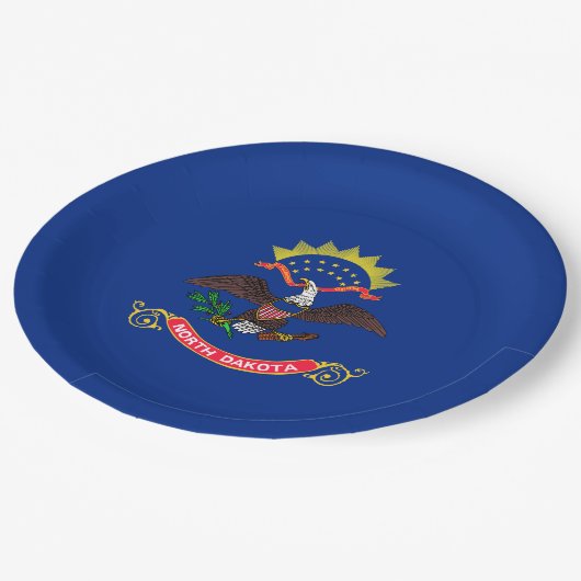 ノースダコタ州旗(ノースダコタン)(米国州) ペーパープレート (アングル)