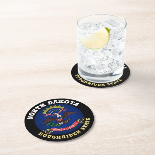 ノースダコタ州旗 ラウンドペーパーコースター (インサイチュ)