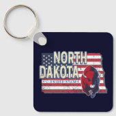 ノースダコタ州統一された州レトロマップヴィンテージ キーホルダー (正面)