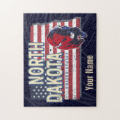 ノースダコタ州統一された州レトロマップヴィンテージ ジグソーパズル (縦)