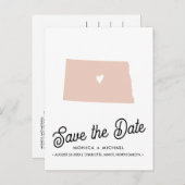 ノースダコタ州行き先ウェディング任意の色 案内ポストカード (正面/裏面)