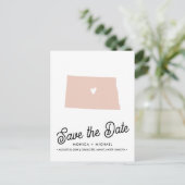 ノースダコタ州行き先ウェディング任意の色 案内ポストカード (スタンド正面)