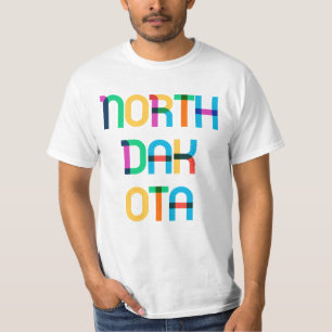 ノースダコタ州 レトロ ポップアート カラフル 80年代 Tシャツ