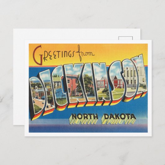 ノースダコタ旅行ディキンソンからの挨拶 ポストカード (正面/裏面)