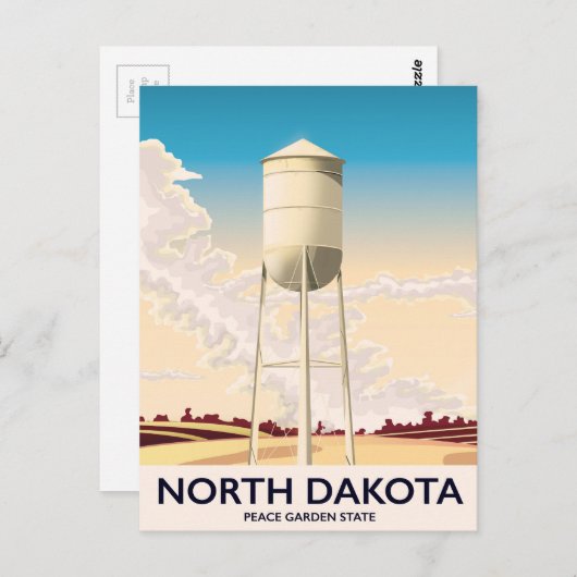 ノースダコタ水塔の旅行ポスター ポストカード (正面/裏面)