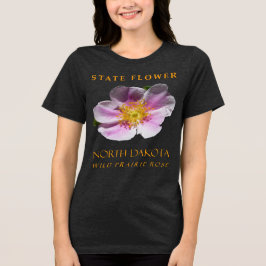 ノースダコタ準州の花 ワイルドプレーリーローズ トライブレンドTシャツ