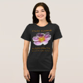 ノースダコタ準州の花 ワイルド・プレーリーローズ トライブレンドTシャツ (正面全面)
