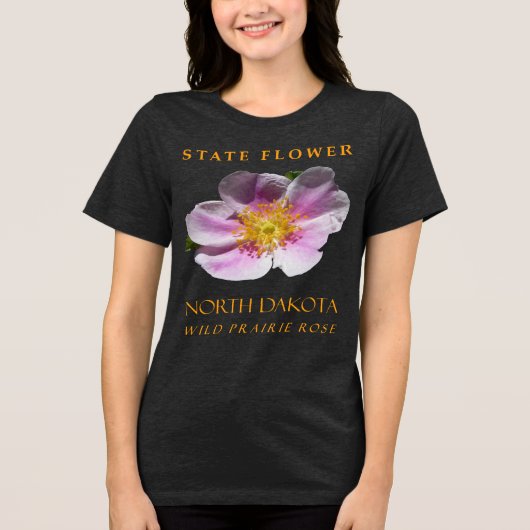 ノースダコタ準州の花 ワイルド・プレーリーローズ トライブレンドTシャツ (正面)