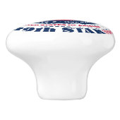 ノースダコタ米州赤白青タイポグラフィ セラミックノブ (側面)