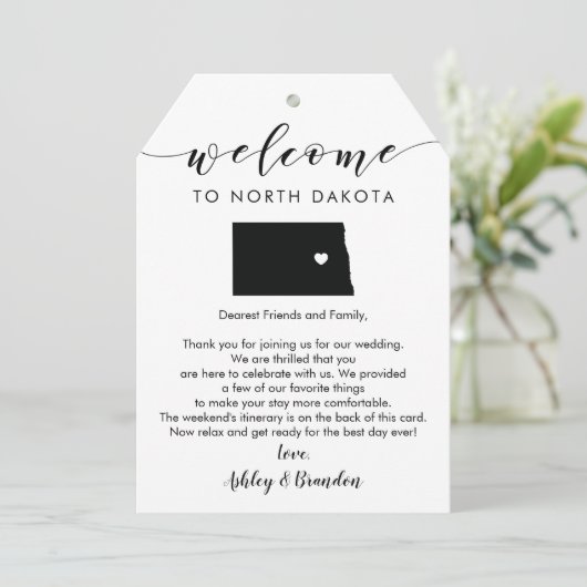 ノースダコタ結婚の歓迎ラベル、手紙の旅程 (スタンド正面)