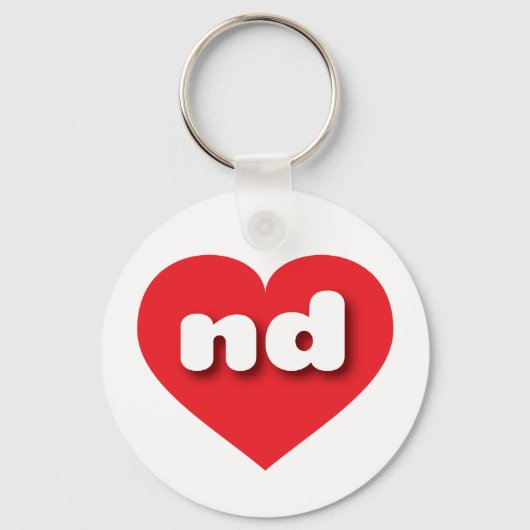 ノースダコタ赤いハート- I love ND キーホルダー (正面)