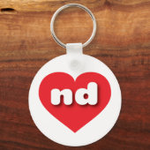 ノースダコタ赤いハート- I love ND キーホルダー (正面)
