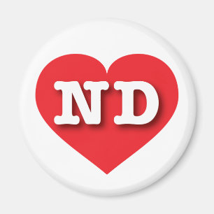 ノースダコタ赤いハート- I love ND マグネット
