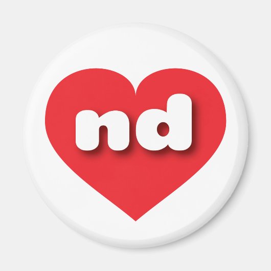 ノースダコタ赤いハート- I love ND マグネット (正面)