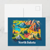 ノースダコタ鮮やかランドスケープアート | スタッカラフルト シーズンポストカード (正面/裏面)