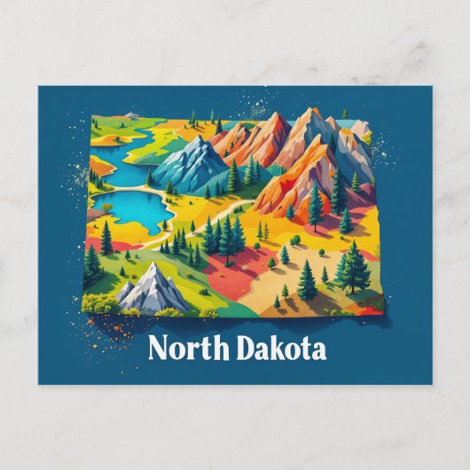 ノースダコタ鮮やかランドスケープアート | スタッカラフルト シーズンポストカード (正面)