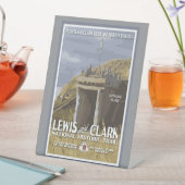 ノースダコタ、ルイス、クラーク・トレイル。 台座サイン (インサイチュ)