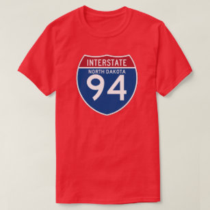 ノースダコタND I-94の州間幹線道路の盾- Tシャツ