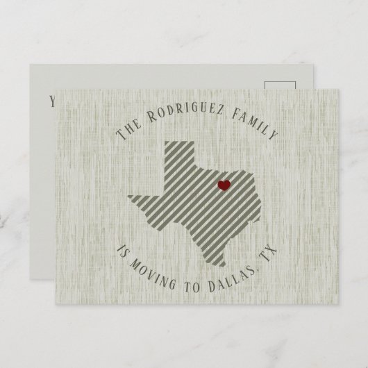 ノーステキサス州グリーンリネンアンドハートテキサス州ムービング 案内ポストカード (正面/裏面)