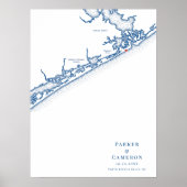 ノーストップスルビーチ結婚マップのゲストブックポスター ポスター (正面)