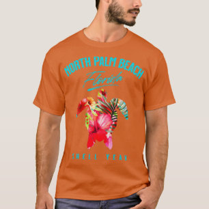 ノースパームビーチトロピカルハイビスカスフラワーズシーチュール Tシャツ