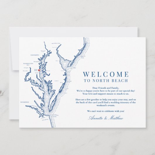 ノースビーチMD結婚の歓迎と旅程 サンキューカード (正面)